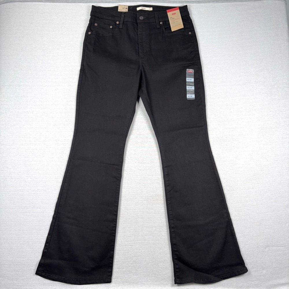 Levi's 726 High-Rise Flare Jeans Womens Size 32x32 Black Cotton Poly Stretch NEW
